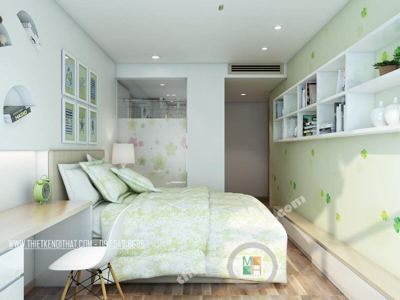 Mẫu thiết kế phòng ngủ cho bé ấn tượng với các hốc tường mang đến sự tò mò cho trẻ, vừa giúp trẻ ý thức được sự gọn gàng lại thúc đẩy trí sáng tạo và cảm hứng trong trẻ.
